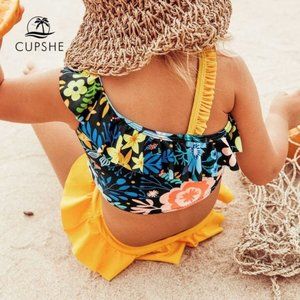 NWT Cupshe Girls Floral Ruffle Bikini - 6T